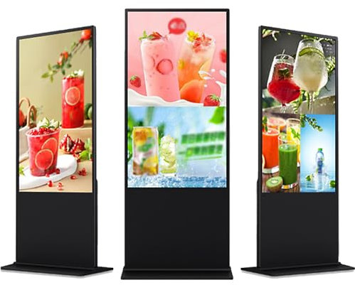 HJDSUDU Écran d'affichage numérique 43 Pouces, écran Tactile 4K, Lecteur publicitaire d'intérieur sur Pied, Menu numérique avec entrée Wi-FI/HDMI/USB, Ouverture/Fermeture programmée