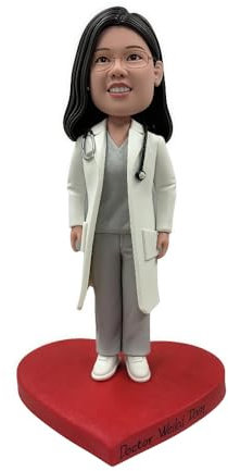mydedor Custom Doctor Wackelkopf in weißem Mantel, personalisiertes medizinisches Geschenk 2025, handgefertigte Arztfigur, einzigartige Schreibtischdekoration, Andenken an Ärzte