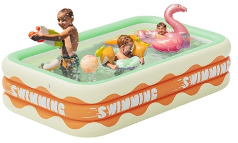 XUQEAYWD 180 x 130 x 60 cm, rektangulär, uppblåsbar pool, plaskbassäng, familjepool, barnpool, uppblåsbar pool, pool för utomhusbruk, vikbar