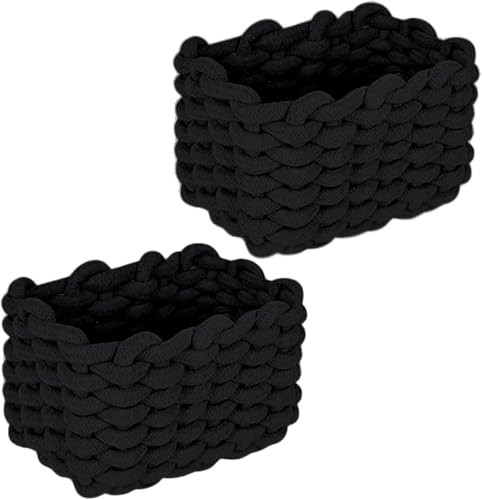 Aufbewahrungskorb,Korb geflochten,Die Maße sind 19x15x12cm,2 Stück,Schwarz | Geeignet zur Aufbewahrung von Toilettenartikeln,Socken und Hautpflegeprodukten im Badezimmer,Kleiderschrank und Schminktisch