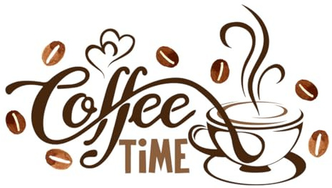 QEDBOJE Wandtattoo Küche Kaffee Deko selbstklebend Wandaufkleber für Esszimmer Büro Coffee Time Spruch mit Bohnen Motiv