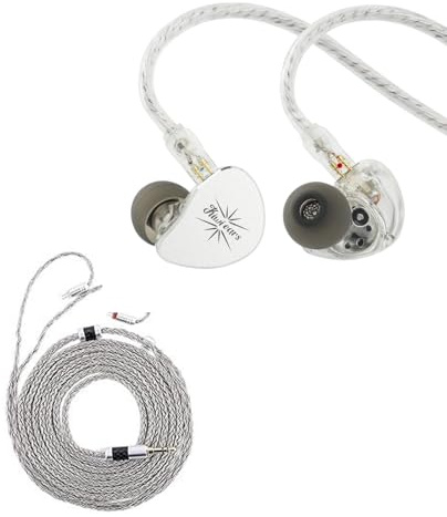 Linsoul Kiwi Ears Belle In Ear Monitor con Driver Dinamico DLC da 10 mm, Cuffie con Cavo Doppio Strato Argento+