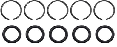 FUANA Juego de 5 anillos de retención neumáticos para llave de impacto con juntas tóricas, compatibles con herramientas neumáticas de 3/20.3 cm, 1/5.1 cm, 3/10.2 cm, 2.5 cm, negro 45720