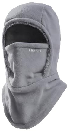 Generisch Winterlicher, fleecegefütterter Halswärmer mit Kapuze für Outdoor-Aktivitäten bei kaltem Wetter – wärmend und Winddicht (Light Gray, One Size)