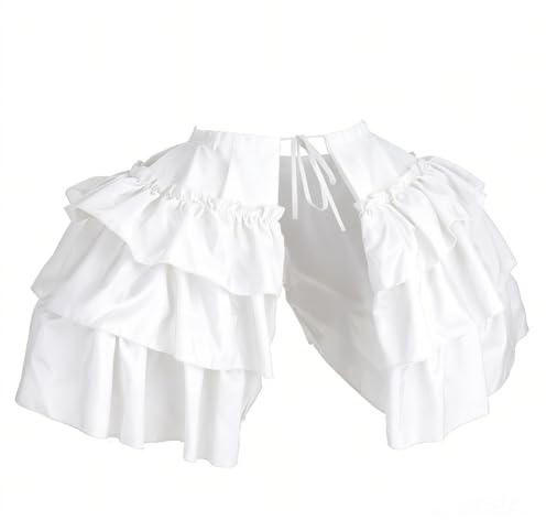 FINGERINSPIRE 152cm Victorian Hoop Skirt Petticoat 50cm Wide Double Ruffle Petticoat for Theater Costumes Rococo Style Ball Gowns Polyester Crinoline Double Sided Ruffle Underskirt