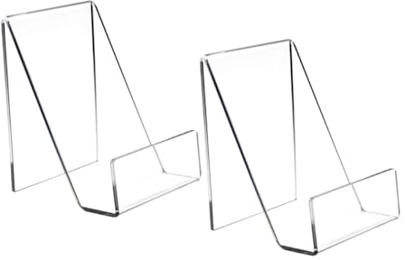 Gogogmee 2 Stück Acryl Buchstaffeleien Transparent mit Ablage Stabiler Buchständer für Büro Bibliothek und Zuhause Vielseitiger Ausstellungsständer für Bücher und Karten