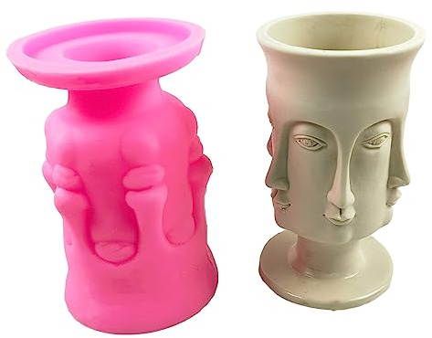 Moldes de silicona para macetas de hormigón, con forma de cara humana, para jardinería, para macetas, moldes de silicona para fundición de hormigón