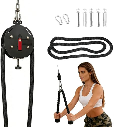 Sistema Compacto De Poleas Y Cuerda Sin Fin: Sistema De Poleas Y Cables Ajustables para Entrenamientos En Casa, Espacios Pequeños Y Rutinas De Ejercicios De Cuerpo Completo.