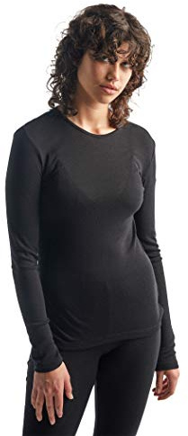 Icebreaker Damen Funktionsshirt 175 Everyday LS Crewe Merino Baselayer, Black, XL, 104471