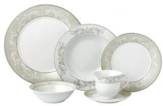 24Piece Silver Border Porcelain Dinnerware Set-Service For 4-Olympia-Mix & Match