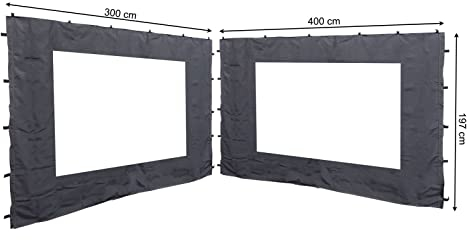 Quick-Star Lot de 2 Panneaux latéraux en PE pour pavillon de Remerciement Anthracite 3 x 4 m