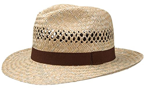 Lipodo Bogarthut Herren Strandhut Made in Italy Sonnenhut Stroh Hut mit Ripsband Frühling Sommer Natur S (54-55 cm)