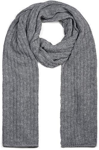 styleBREAKER Unisex einfarbiger Strick Schal mit strukturiertem Flecht Muster, Uni Winter Strickschal 01018161, Farbe:Grau meliert