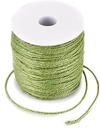 Cheriswelry - Ficelle de jute naturelle de 2 mm - Corde de chanvre - Pour bricolage, artisanat, emballage cadeau, jardinage, vert jaune