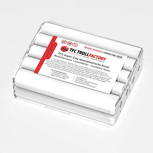 TFC SuperClay I dauerplastische Knete I Modelliermasse I hergestellt aus hochwertigen Wachsen (100% Bienenwachs) und Ölen I weiß, 500g
