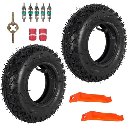 Lot de 2 pneus de scooter 200 x 50 et chambre à air et kit de réparation