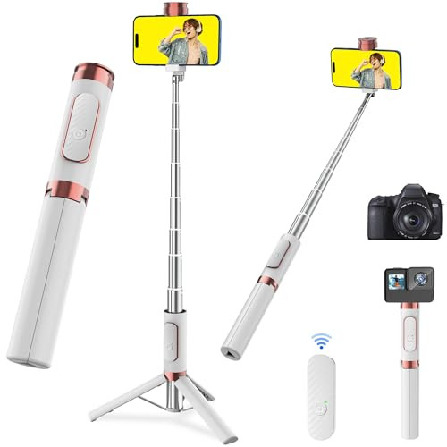 COLORLIZARD CellphoneTripod with Remote, Aluminum Alloy Selfie Stick Tripod, Best Foldable Mini Extendable Tripod Stand 270° Rotation Compatible with iPhone (Red)