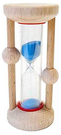 Hess Holzspielzeug 14594 - Zahnputzuhr aus Holz, für Kleinkinder und Kinder, handgefertigt, nature pur, Sanduhr mit farbigem Sand, zur täglichen Nutzung beim Zähneputzen