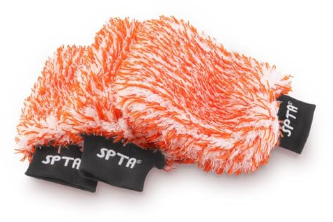 SPTA Guanto Lavaggio, 3PC Guanto Lavaggio Auto Premium Microfibra Assorbente - Guanto per Auto e Cerchioni impeccabili, per Pulire e preparare l'auto
