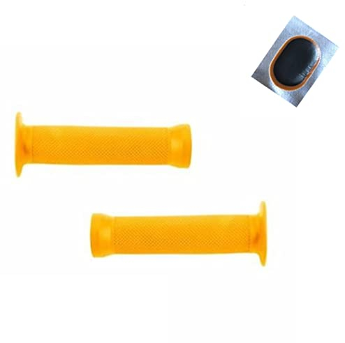 BMX Fahrrad Griffe Lenkergriffe 130/130mm gelb Abrutschsicherung inkl. 1 x Schlauchflicken