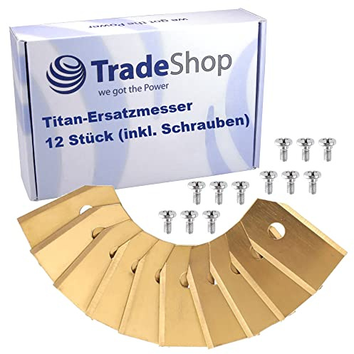 Trade-Shop Ersatzmesser-Set Titan Schneidklingen (12 Stück) inkl. Schrauben für Worx WR101, WR101SI, WR130E M, WR141E M, WR142E M, WR153E L