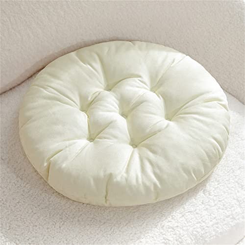 EXQUILEG 2 cuscini decorativi per sedia, rotondi, lavabile, cuscini decorativi da giardino, per sedia da giardino, cucina o sala da pranzo (bianco crema, 38 cm)