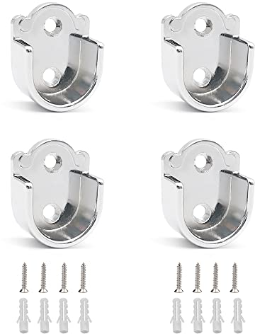 GOIYZTTR 4 Pezzi Supporti per Asta Flangiata, Staffa Asta Armadio in Lega di Zinco Supporti a Flangia per Tubi del Guardaroba da Parete(25mm)