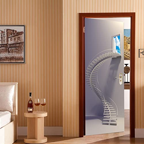 Tür tapeten 3d selbstklebend Hängende Treppe Türtapete Wandbild Selbstklebend PVC Wasserdicht Abnehmbar Türfolie TürPoster Fototapete Wohnzimmer Schlafzimmer küche bad B90 x H200cm