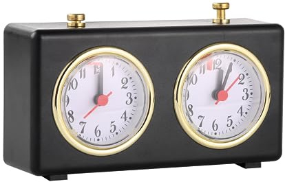 Analog Chess Clock Timer - No Batteries Required - Wind-Up Professional Chess Clock with Large Easy-to-Read Dials - Vintage Design - for Chess Game Tournament (Black)