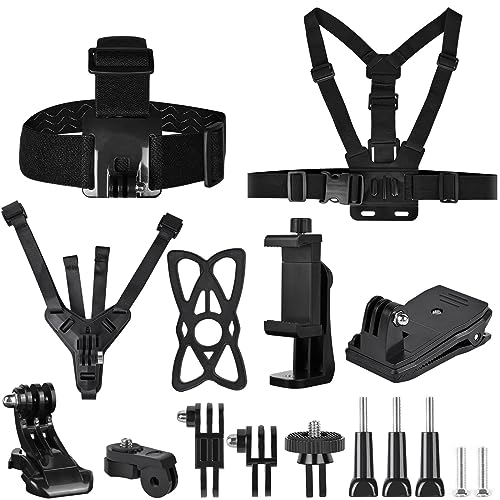 ShipeeKin Action Kamera Zubehör Brustgurthalterung Stirnband Halterung Kit Kompatibel mit Gopro Hero Serien, Osmo Action 5pro/insta360/APEXCAM/Surfola/Jadfezy Brustgurt Kopfgurt Helm-Kinnstürze