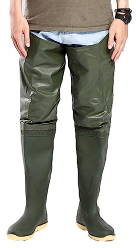 Watstiefel Wasserdichte Angelstiefel for diejenigen, die mit dem Gesäß ins Wasser waten, bequeme und rutschfeste PVC-Langwasserstiefel (Color : Green, Size : 43)
