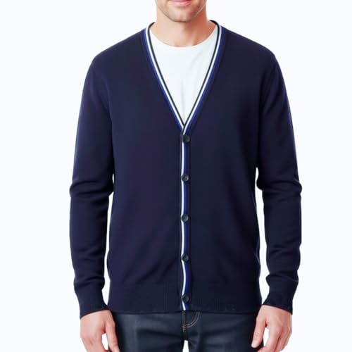 MANBOZIXi Cardigan pour Hommes avec Boutons, Gilet en Tricot Léger pour Homme