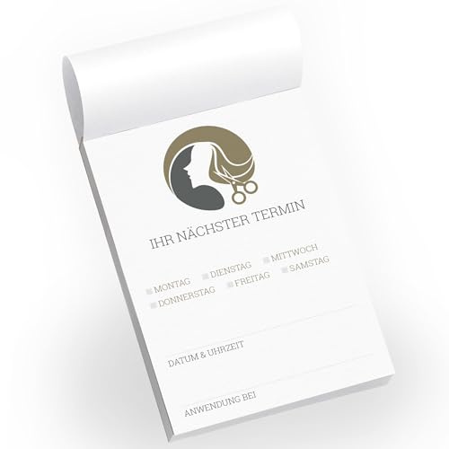 Primus Print Terminblocks - Terminzettel - Terminkarten für Kunden und Patienten - A7-50 Blatt - starkes Papier Arztpraxis Kosmetik Tierarzt Friseur Zahnarzt (25, Friseur weiblich)