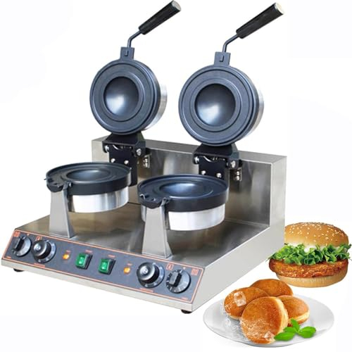 Máquina eléctrica para hacer gofres de hamburguesa,Máquina para hornear hamburguesas,Máquina para hacer gofres antiadherente comercial,Máquina para hacer panqueques redondos de acero inoxidable,B