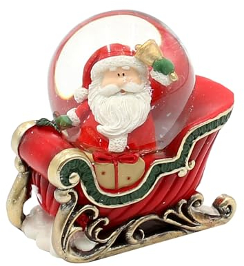 Boule à Neige Père Noël dans traîneau de Noël Rouge, L x l x H Ø Boule 7 x 4,5 x 7 cm Ø 4,5 cm Rouge
