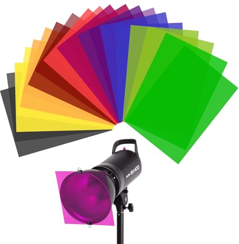 WEINIDASI 20 Stück Farbfolien für Scheinwerfer, Transparent Farbfilterfolie Farbkorrektur Farbfilter, Folie für Lampe Scheinwerfer Foto Studio Strobe LED, Scheinwerfer Folie