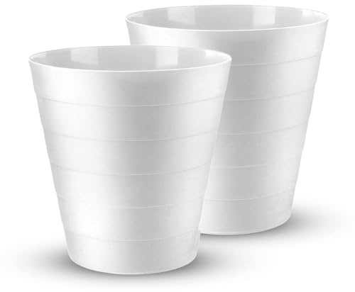 VIVAAS Plastic Waste Paper Bin 6L Round Waste Basket Trash Can Lightweight Rubbish Bin for Kitchen, Bedroom, Bathroom, Outdoor Garbage Container Dustbin Waste Basket Pack Of 2 (White)