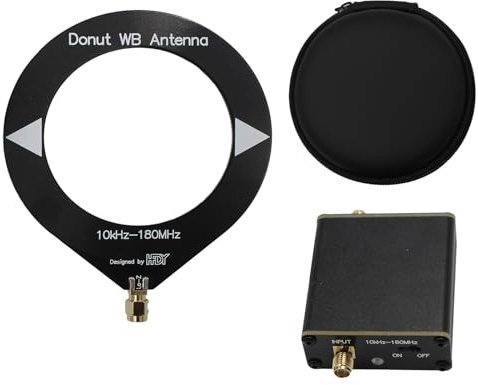 GOOZEEZOO Donut WB Antenna, GOOZEEZOO 10KHz - 180MHz Mini Loop Antenna for Ham Radio Suitable for All Models of Radios, Walkie Talkies, SDR with Low Impedance Converter Built-in 600mAh Battery