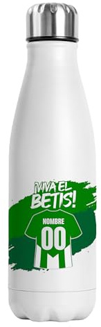 Botella Térmica Personalizada Fútbol Betis | Regalo Original para Aficionados del Fútbol | Regalo Camisetas Equipos Futbol | Termo Acero Inoxidable Doble Capa 500 ml (Betis)