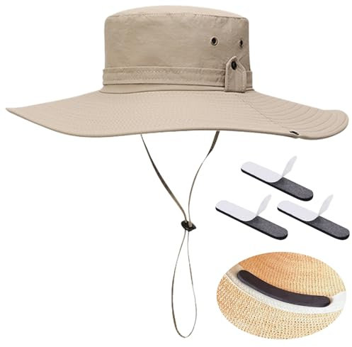 TYXHXTF Herren Sonnenhut, Safari Hut, Sonnenschutz Hut, Breite Krempe Sommerhut, Atmungsaktiv und Verstellbar, Leichter und Klein Verpackbarer, für Wandern und Angeln