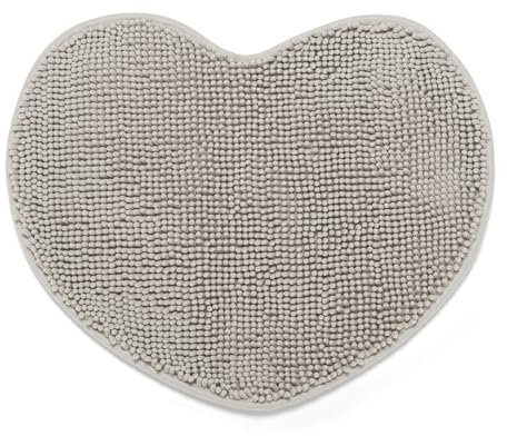 SWEET HOME - Tappeto Bagno Assorbente Antiscivolo in Microfibra di Ciniglia a Cuore Ideale come Tappeto Camera da Letto, Cameretta e Tappeto Cucina Antiscivolo Lavabile, Tappetino Bagno Multiuso 60x50