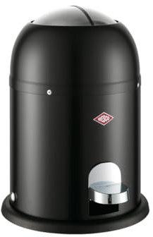 WESCO Mini Master Kosmetikeimer in der Farbe mattschwarz, pulverbeschichtetes Stahlblech, 6 Liter Volumen, Kunststoff-Einsatz, Fußtritt