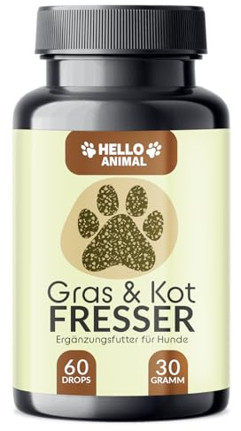 Hello Animal® Gras + Kotfresser Leckerlis für Hunde | Verdauungssnacks für Hund bei Sodbrennen & Magen Darm, bessere Verdauung - nach fressen von Kot