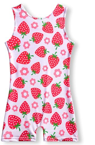 YDMZX Leotards For Toddler Girls 2T 3T 2-3T Dance Outfit Ballet Leotard Biketard with Shorts Unitard Size 2-3 Year Old Kids Children Sparkly Pink Strawberry