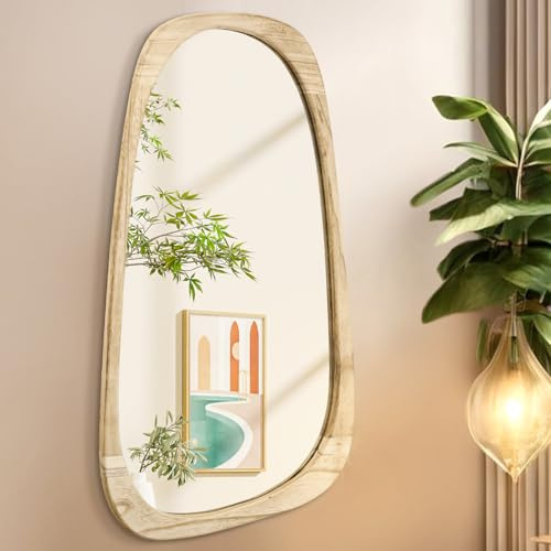 AAZZKANG Asymmetrischer Wandspiegel, groß, 80 x 50 cm, rustikal, unregelmäßig, Schminkspiegel, dekorativ für Badezimmer, Schlafzimmer, Wohnzimmer, Flur