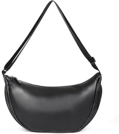 Borsa da donna mezza rotonda a mezzaluna per donna in pelle PU borsa a tracolla grande borsa per ravioli Hobo borsa a tracolla nera
