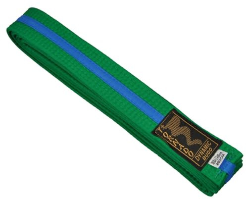 TEKKA BUDO Kampfsport Gürtel mit Mittelstreifen 2-farbig - Budogürtel, Karate, Judo, Taekwondo, Ju-Jutsu - Länge 240 bis 330 cm