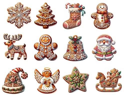 OrangeClub 12 Stück Weihnachtsbaumschmuck Lebkuchenmann, Weihnachten Deko, Lebkuchen Anhänger Christbaumschmuck, Lebkuchenman Weihnachtsanhänger, Weihnachten Dekoration Basteln Weihnachten
