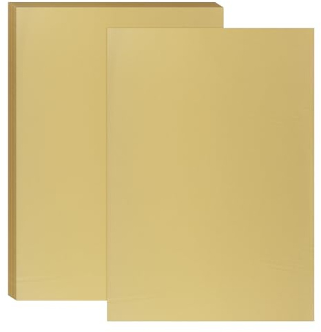 PATIKIL 11.7x8.3 Hoja de Papel de Lámina de Estampado en Caliente, 20 Hojas Papel de Estampado A4 Para Transferencia de Calor Para Cuero, Logotipo Diy, Regalo, Álbum Recortes, Oro Mate