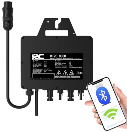 RC Mikro-Wechselrichter 800W, CE-Zertifiziert, 26-60 V DC Eingangsbereich, MPPT Solar Inverter, WiFi Überwachung für Mobiltelefone, geeignet für Balkonkraftwerke, IP67(§12 Abs. 3: 0% (ohne Kabel)) | Eingang DC 26-60V, Schutzart IP67 und Einsatz in Balkonkraftwerken zur Umwandlung von Photovoltaik